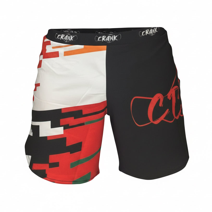  Rash Guard and shorts with 'CRANK' branding on a white background
